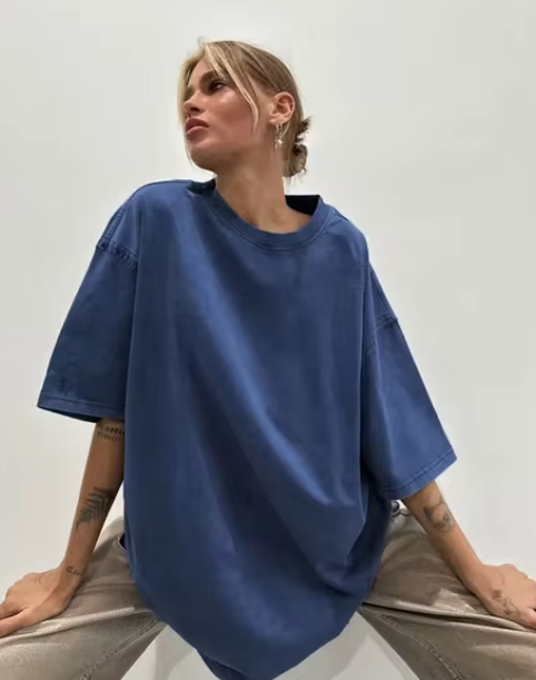 Priscille | T-shirt Oversize Col Rond – Confort et Style Décontracté