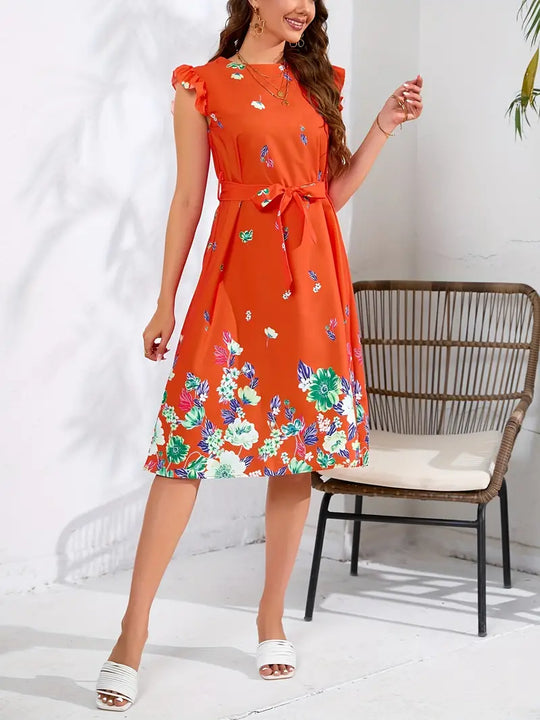 Floraly | Robe Courte Florale Élégante avec Manches à Volants