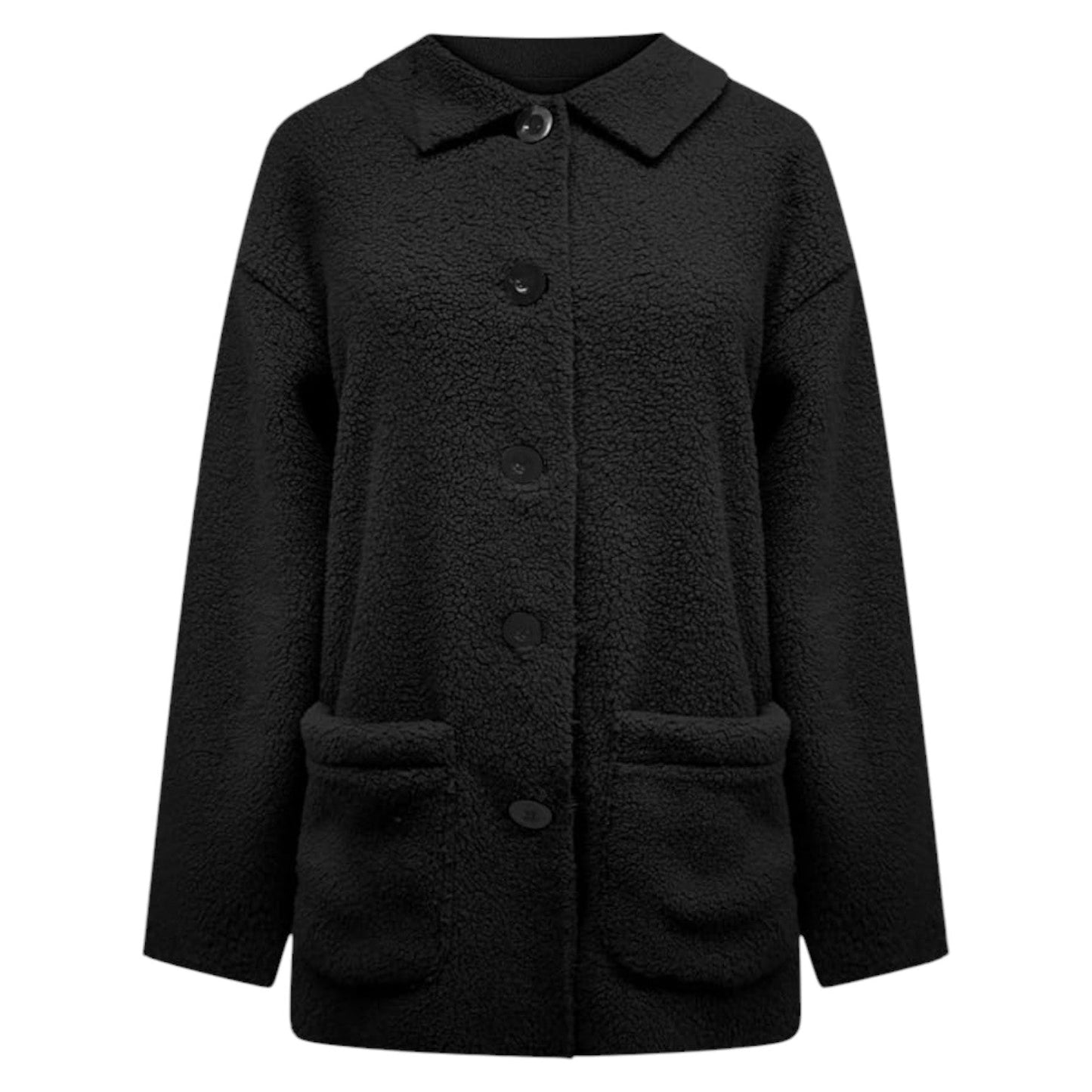 Corentine | Veste en Fleece Douillet Boutonnée à Col Revers et Poches Oversize - Confort et Élégance