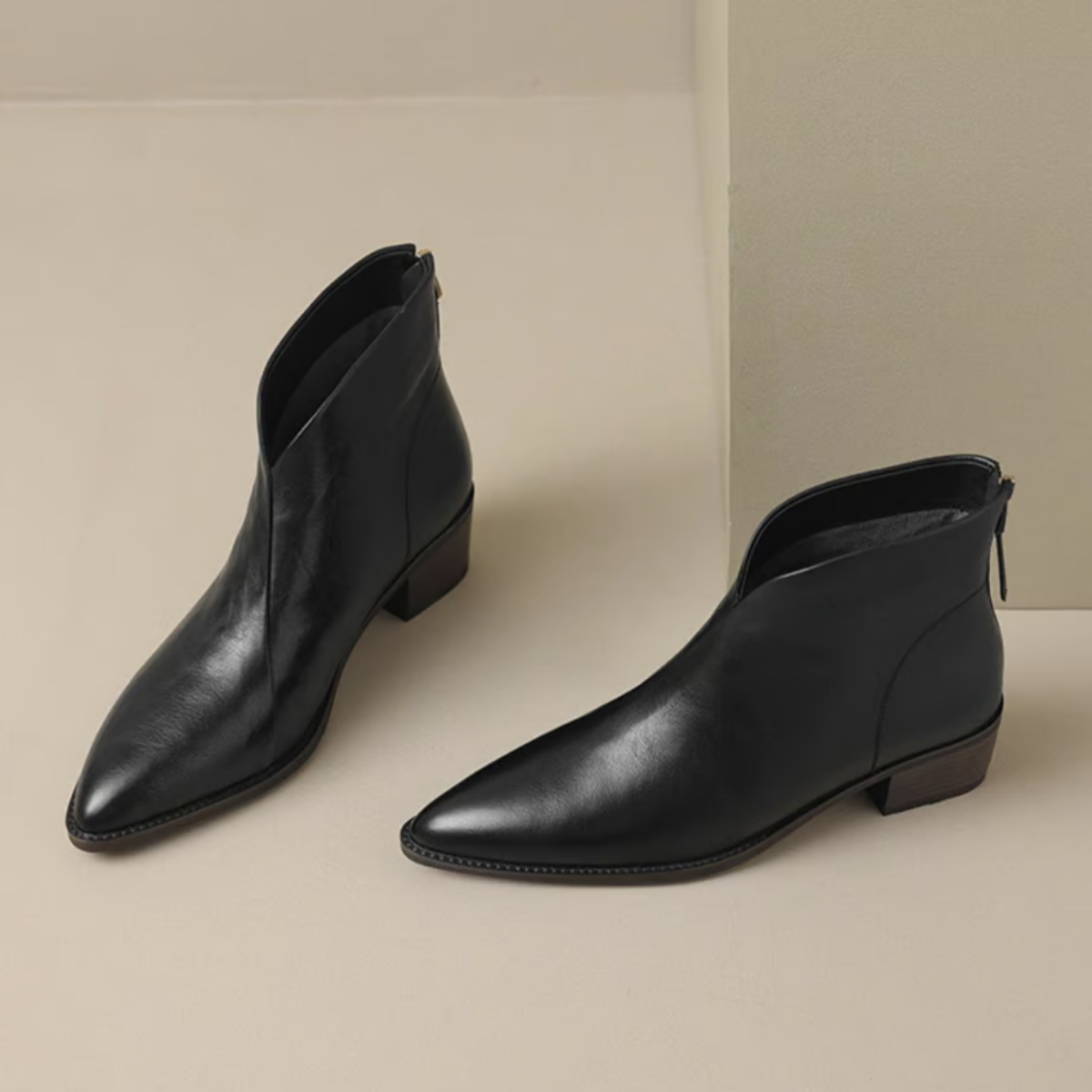 Séraphina | Bottines Élégantes Femme à Talon Bloc et Fermeture Zip Arrière