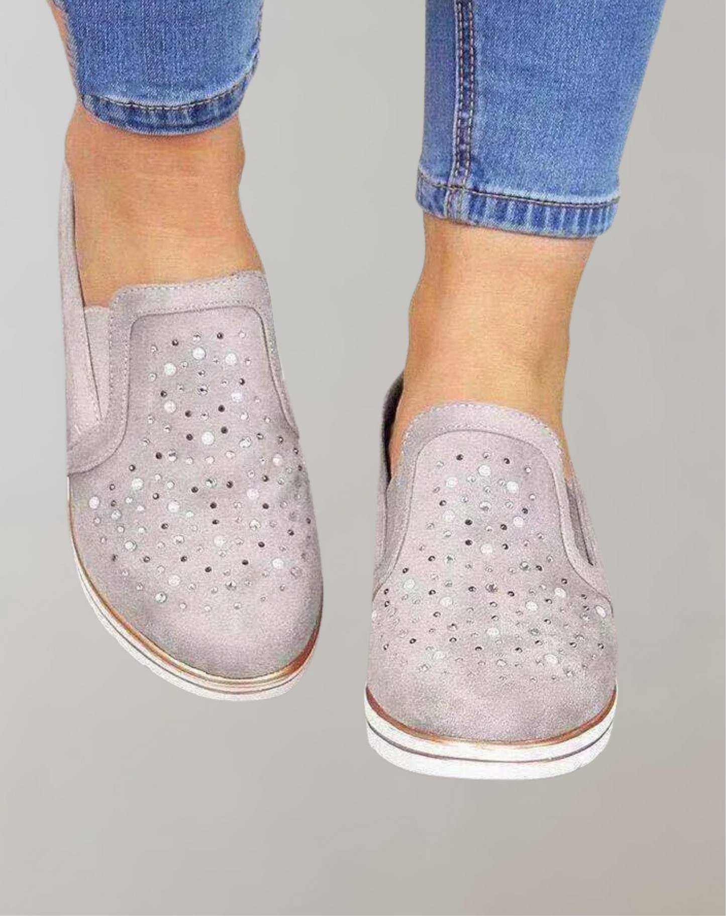 Cléa-Rose | Mocassins à Enfiler avec Détails Bling et Semelle Amortissante