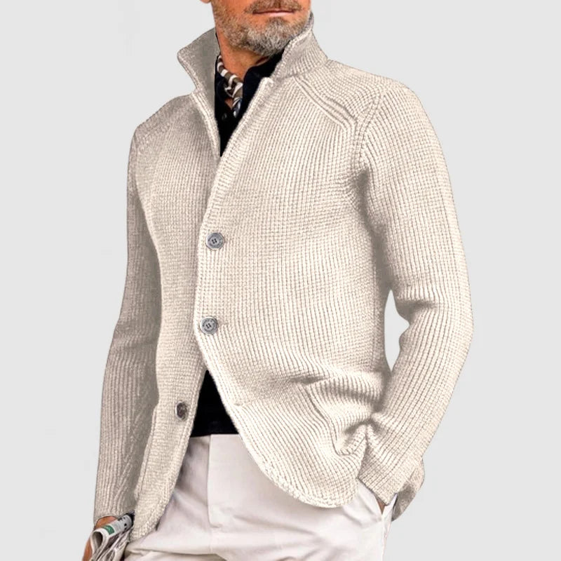 Martin | Cardigan en tricot épais à boutons pour homme – Couleur unie, confortable et élégant