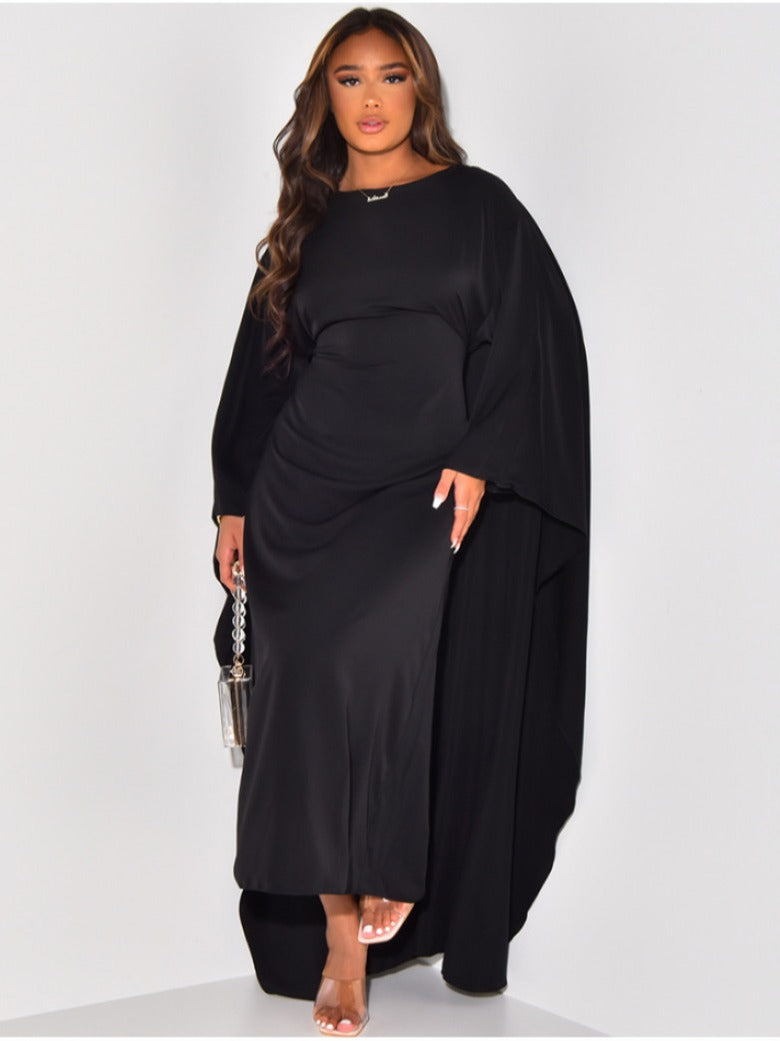 Mariette | Robe Maxi Unie avec Manches Chauve-Souris