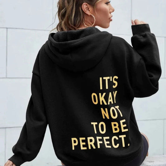 Juviane | Hoodie Femme avec Imprimé "It's Okay Not To Be Perfect" au Dos - Veste à Capuche Unicolore