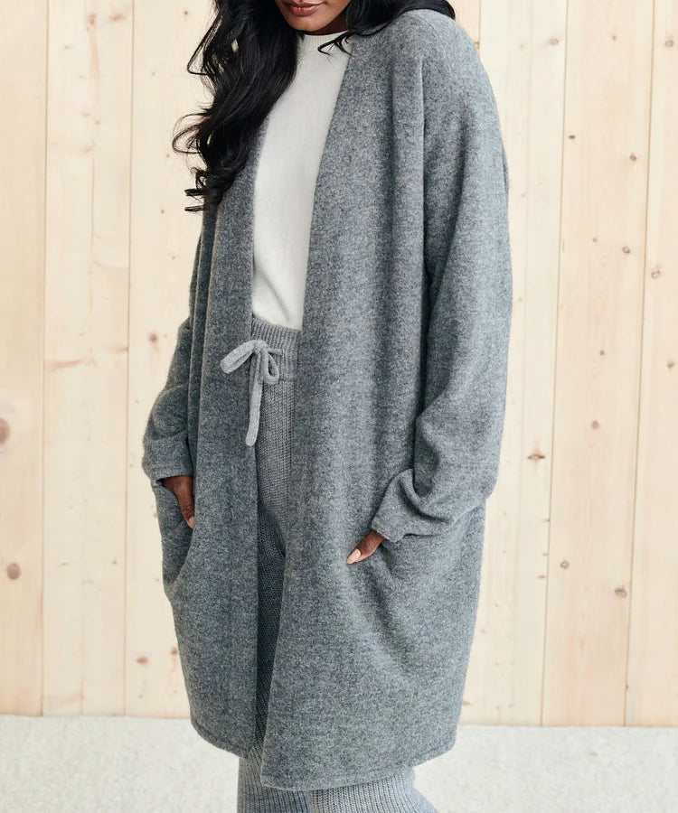 Arabella | Cardigan Longue Uni avec Poches Pratiques