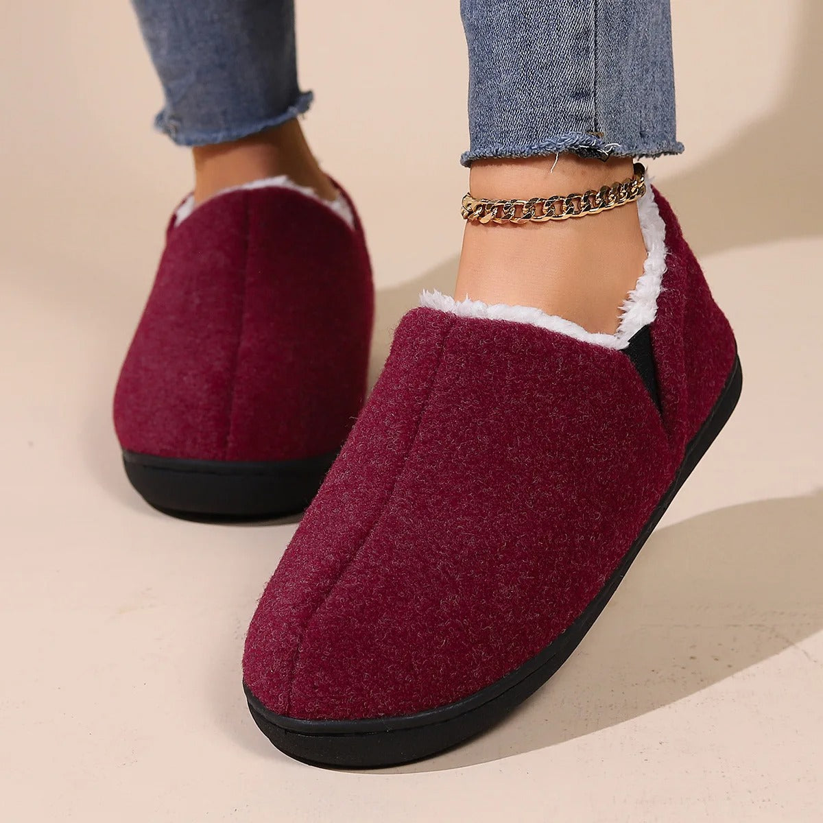 Emily | Chaussures plates en peluche – Confort et chaleur pour la maison