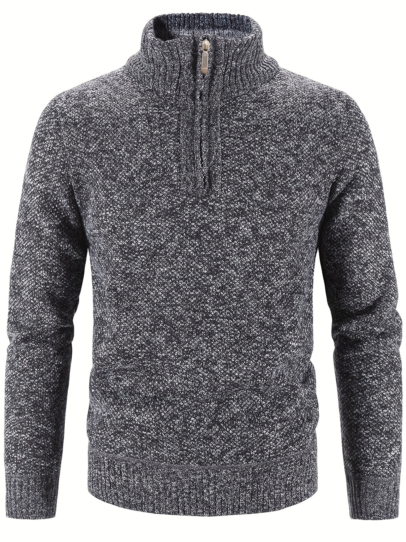 Céndric | Pull Homme à Col Montant Zippé en Couleur Unie – Décontracté et Moderne