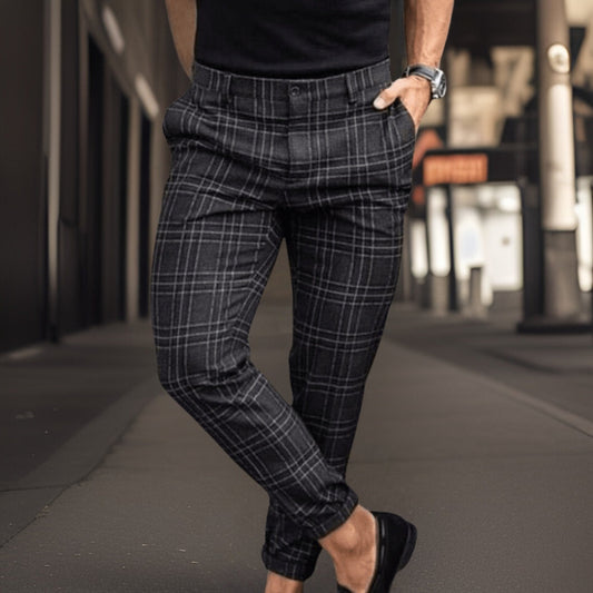 Juliano | Pantalon Slim Fit Homme à Carreaux Élégant