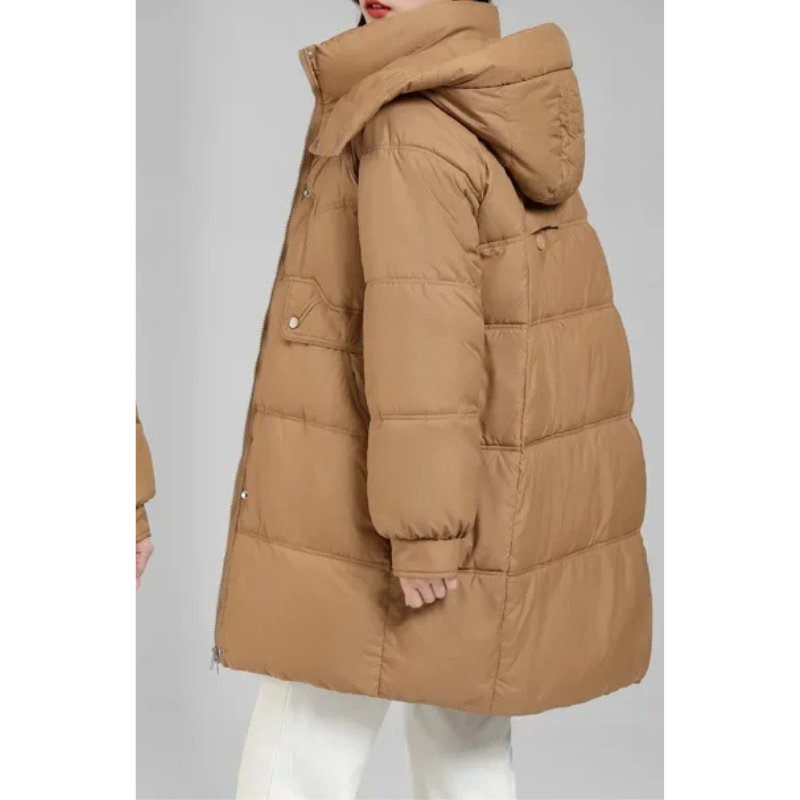 Quitara | Manteau d’Hiver Femme Matelassé avec Capuche Amovible et Fermeture Éclair