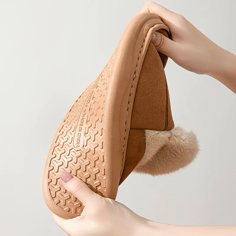 Zinna | Chaussons d'hiver pour femme à semelle épaisse, doublure peluche, fermeture facile et flexible