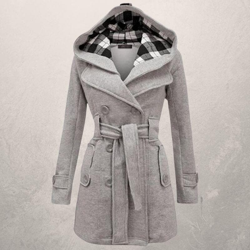 Virione | Manteau Trench Double Boutonné Femme avec Ceinture et Capuche - Style Slim Fit en Coton