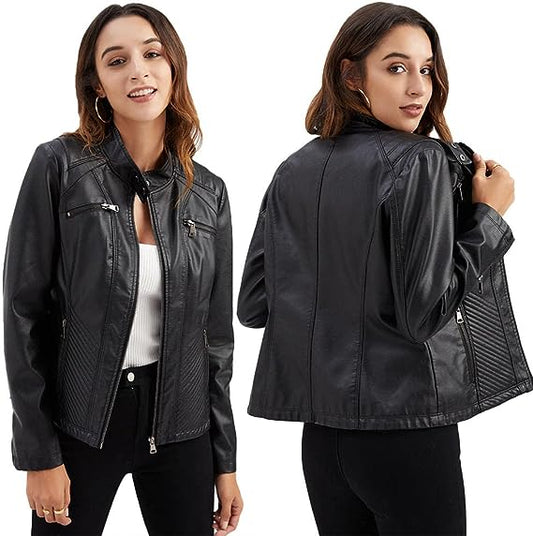 Saraya | Veste Biker en Cuir Printemps pour Femme