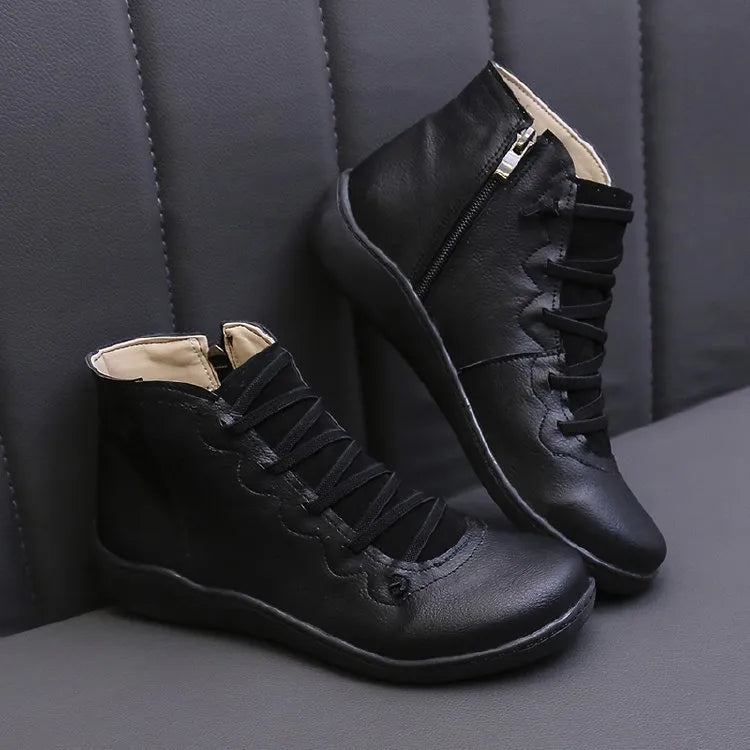 Axellea | Bottines à Lacets et Fermeture Éclair Latérale, Cuir Premium, Tige Basse