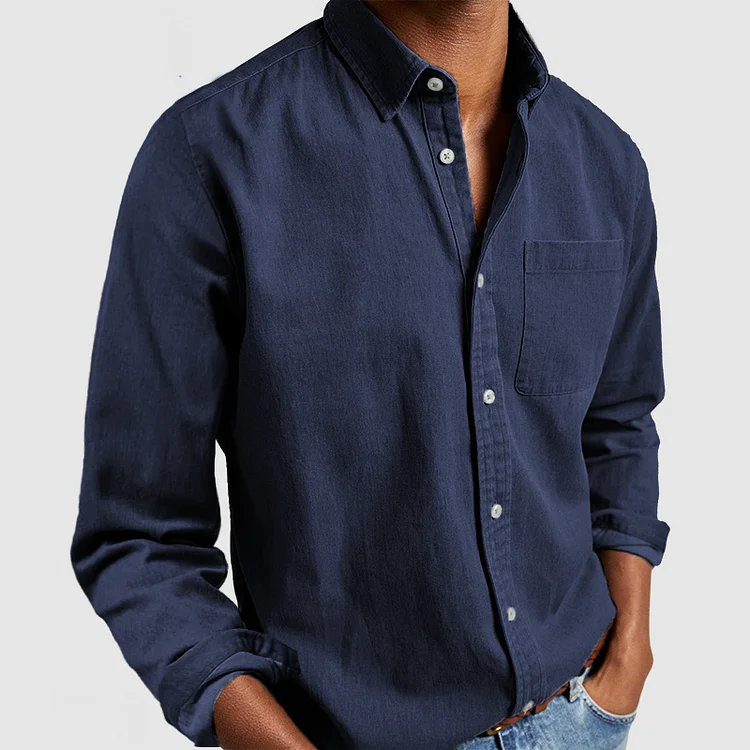 Aubin | Chemise à Manches Longues Boutonnée de Haute Qualité pour Homme avec Poche Poitrine