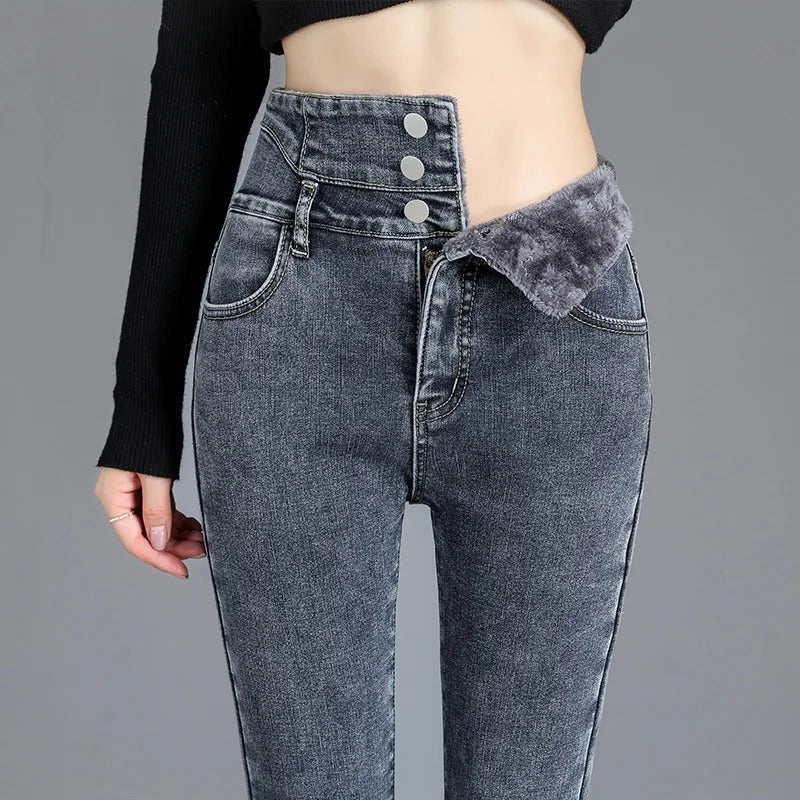 Quiviane | Jeans Taille Haute Fleece Lined pour Femme – Confort et Élégance en Hiver