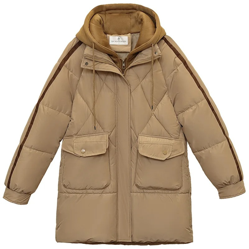 Norina | Manteau d’Hiver Femme Imperméable avec Capuche, Poches à Rabat et Fermeture Éclair