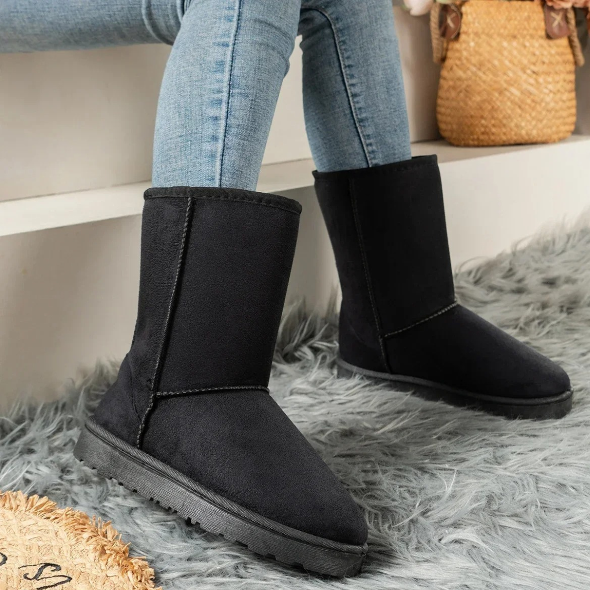 Cassandre | Bottines Hiver Femme Doublées Polaire, Semelle Robuste – Bottes mi-hautes Anti-dérapantes