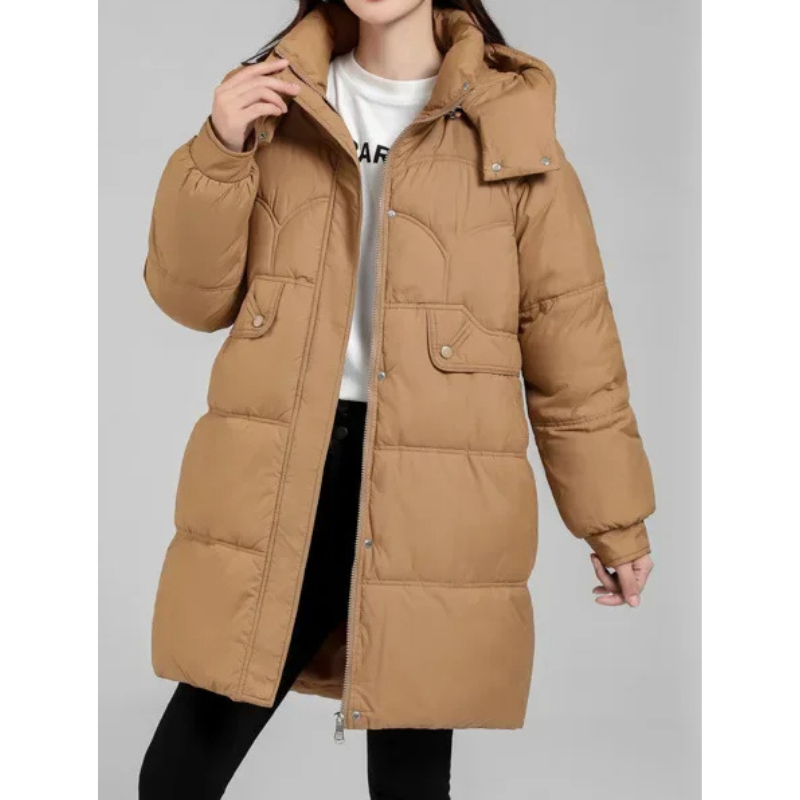 Quitara | Manteau d’Hiver Femme Matelassé avec Capuche Amovible et Fermeture Éclair