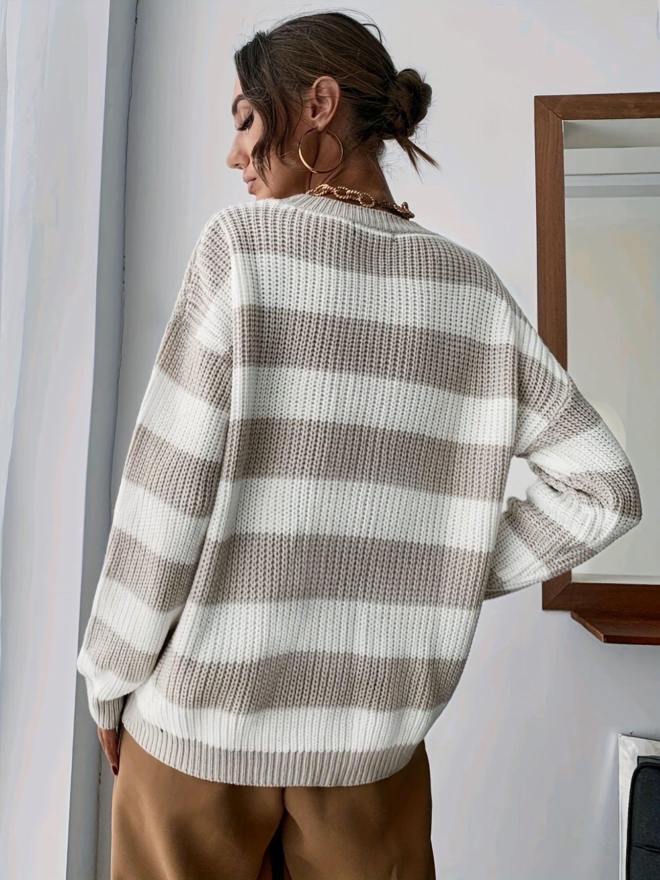 Hilaria | Pull Bicolore à Col Rond pour Femme