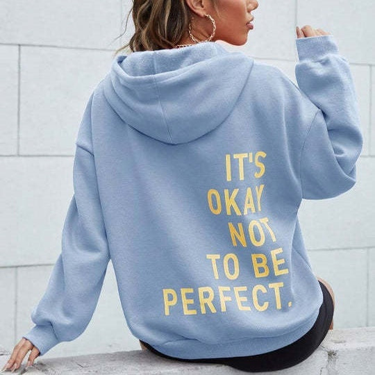 Juviane | Hoodie Femme avec Imprimé "It's Okay Not To Be Perfect" au Dos - Veste à Capuche Unicolore