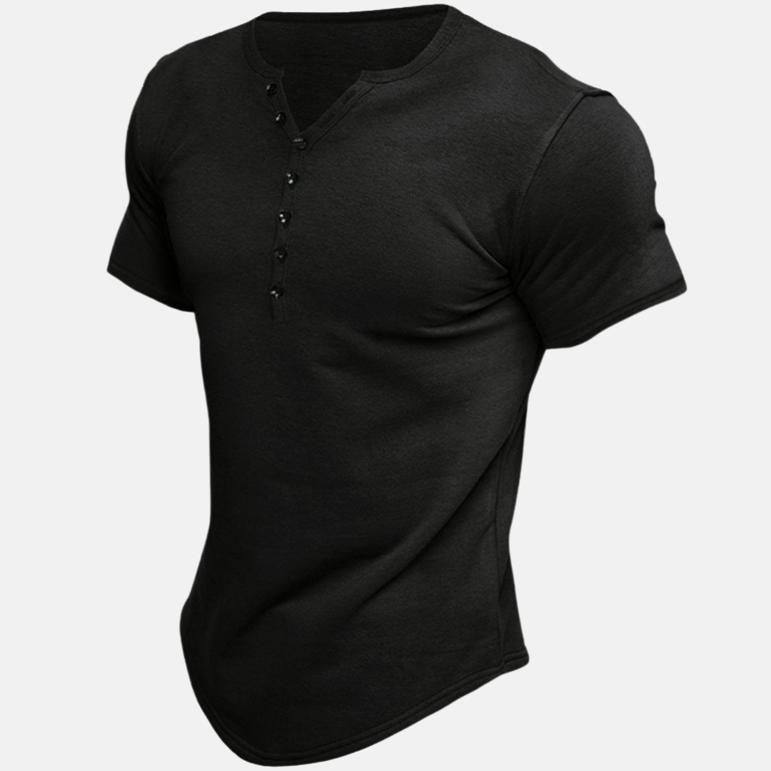 Jérôme | Chemise Henley Classique Slim Fit à Col V pour Homme avec Boutons