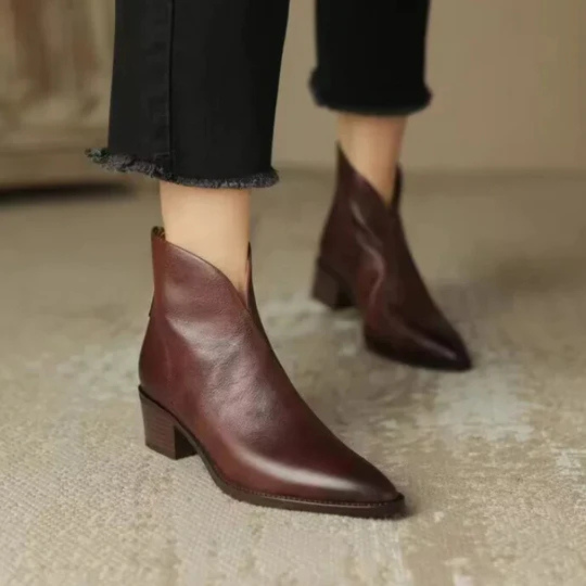 Séraphina | Bottines Élégantes Femme à Talon Bloc et Fermeture Zip Arrière