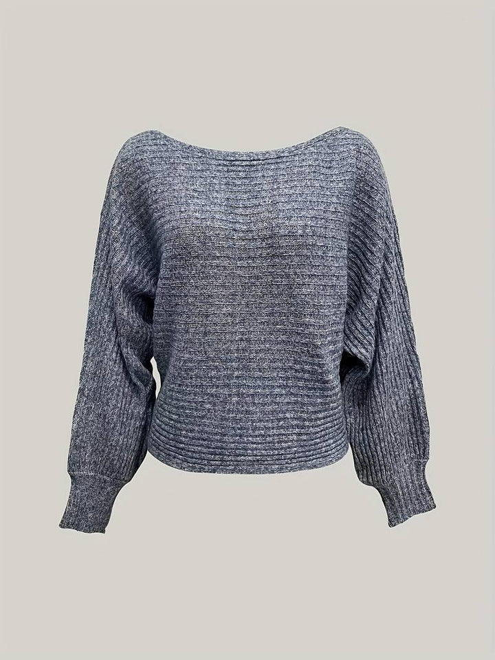 Kiki | Pull Tricoté Gris à Épaule Dénudée pour Femme