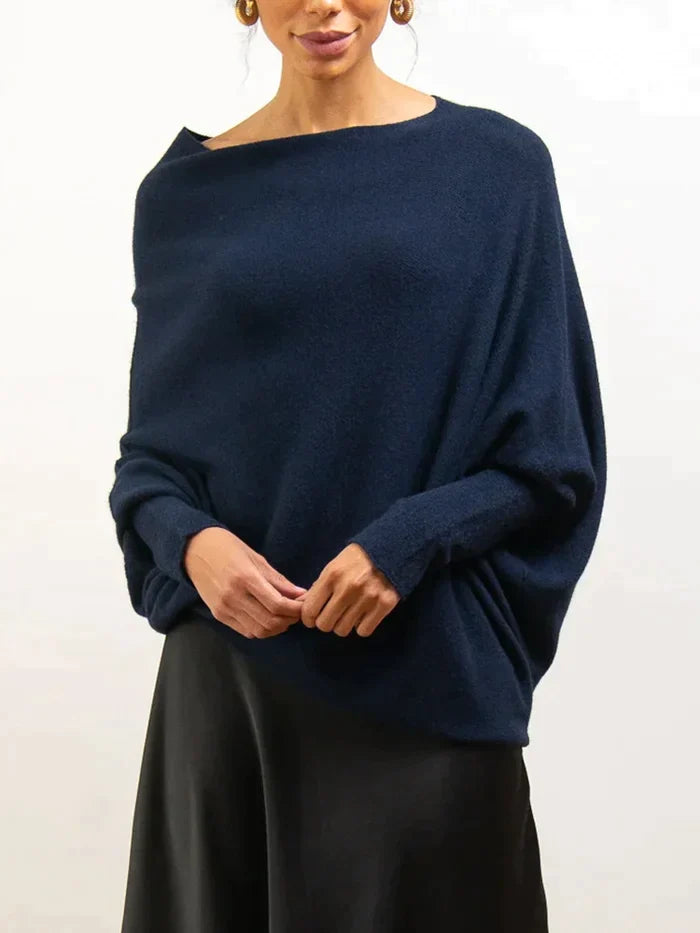 Katrielle | Pull Long à Épaules Dégagées en Couleur Unie