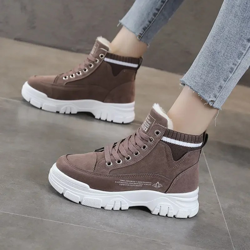 Umélie | Women's Fleece Lined Lace-Up Platform Winter Sneakers