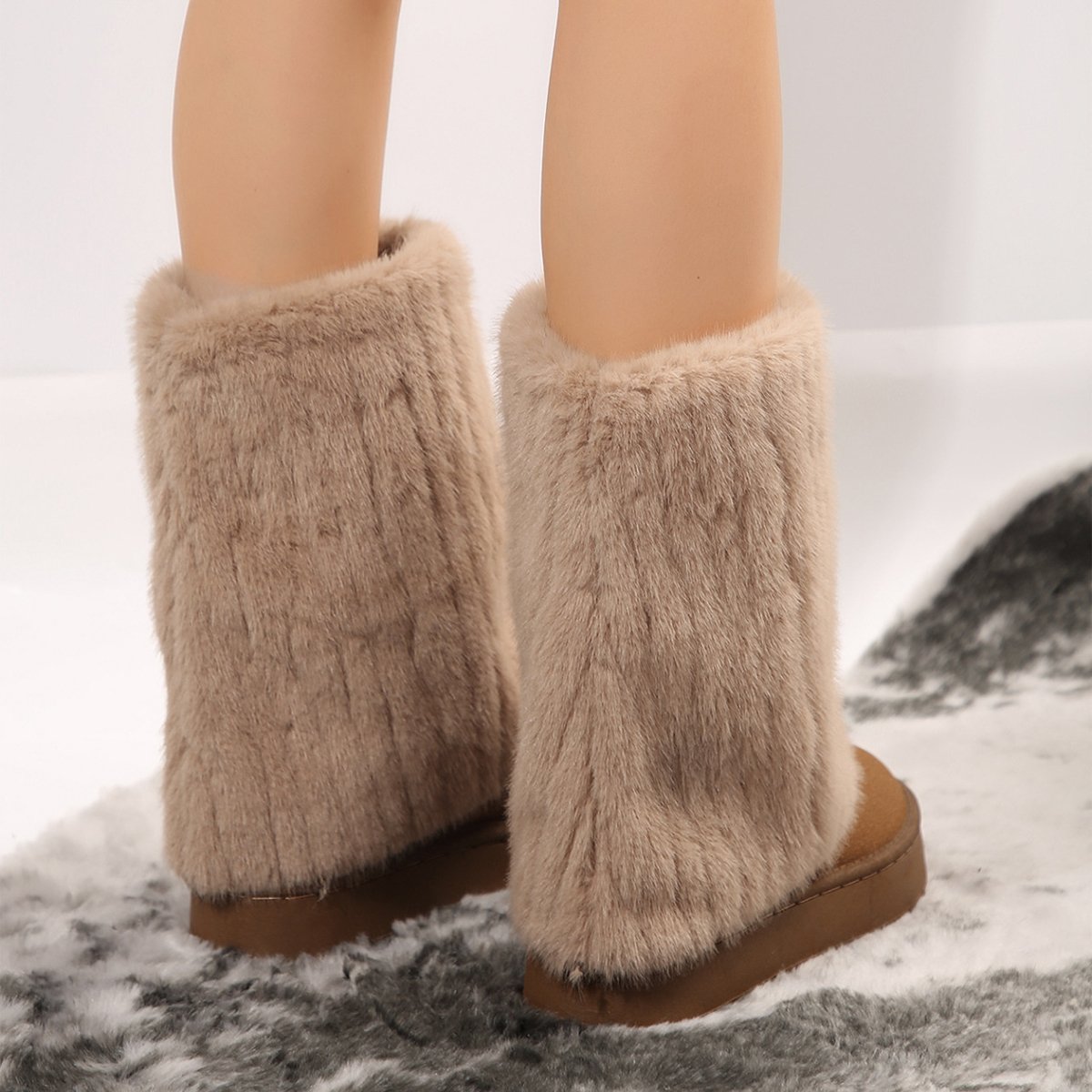 Élinor | Bottes d'hiver mi-mollet élégantes et confortables avec détails en fausse fourrure