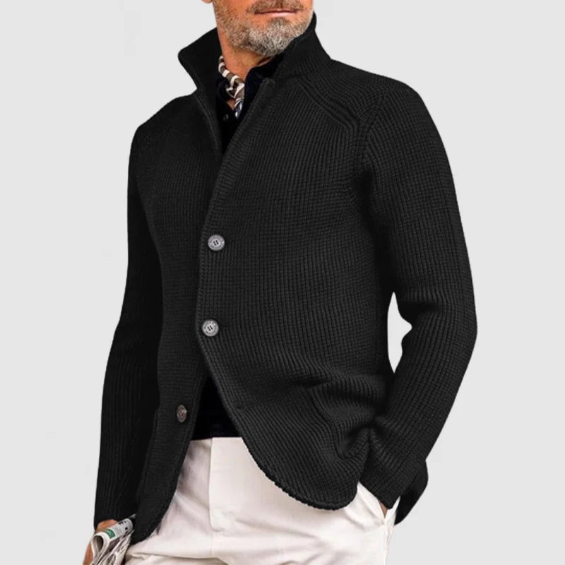 Martin | Cardigan en tricot épais à boutons pour homme – Couleur unie, confortable et élégant