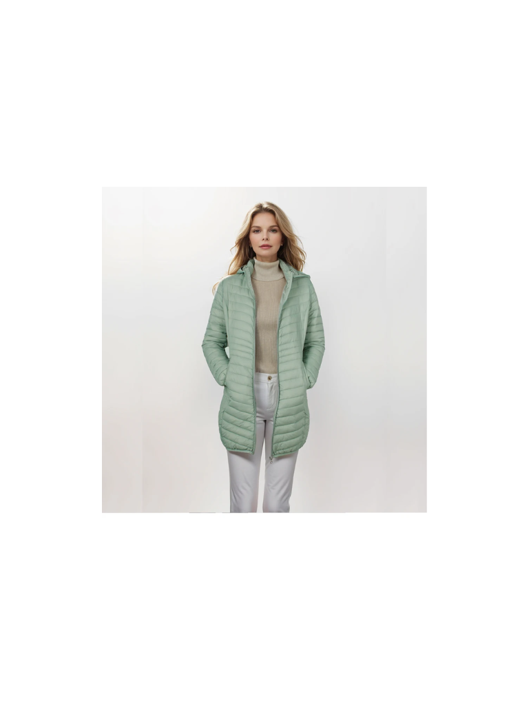 Daline | Veste Hivernale Légère à Capuche et Fermeture Éclair pour Femme, Coupe Slim et Matelassée