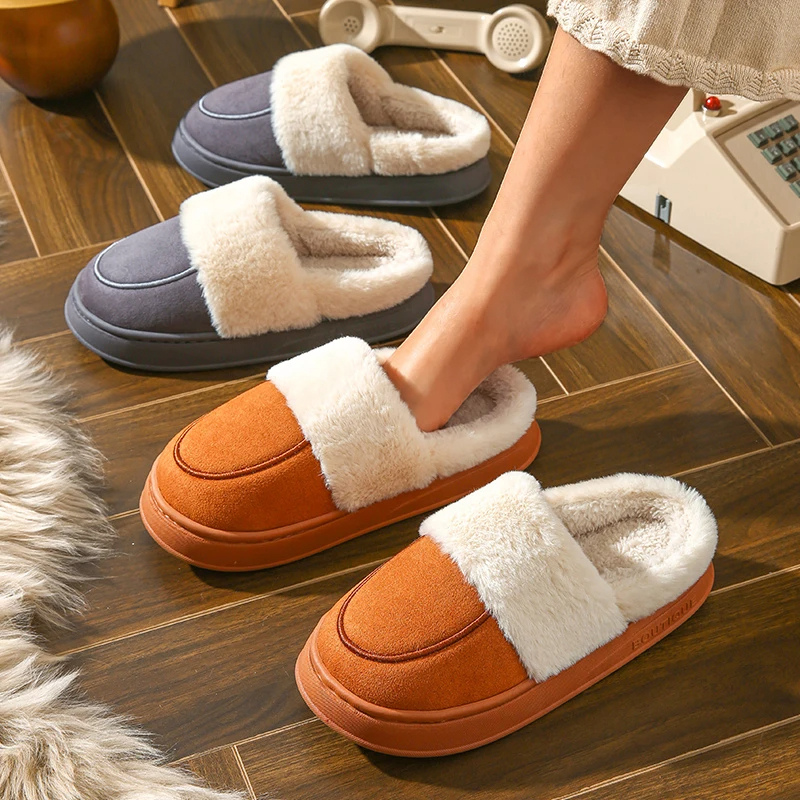 Zalée | Chaussons d'hiver pour femme, semelle épaisse, doublure en peluche et orteils fermés, confort et chaleur