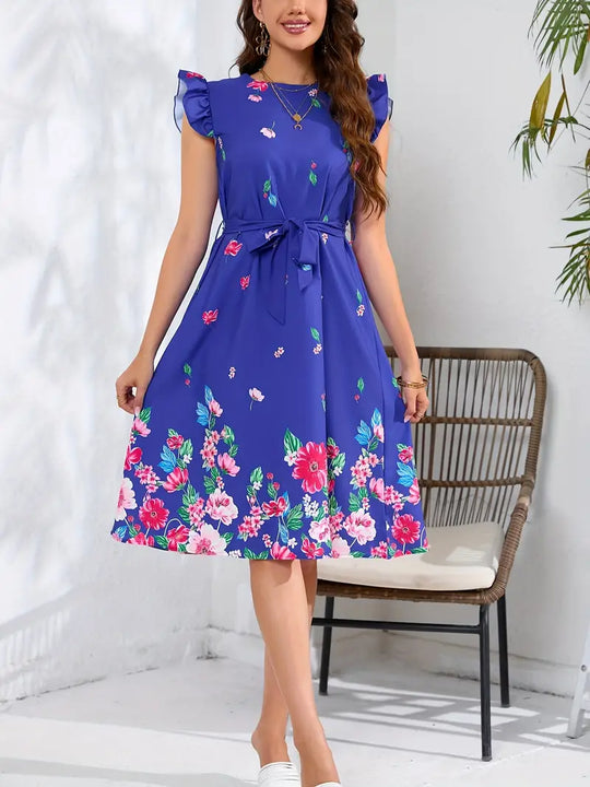 Floraly | Robe Courte Florale Élégante avec Manches à Volants