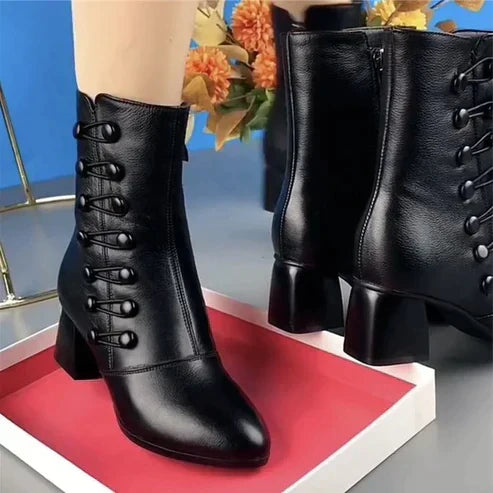 Ysalina | Bottines à Talon Bloc avec Fermeture Éclair Latérale pour Femme