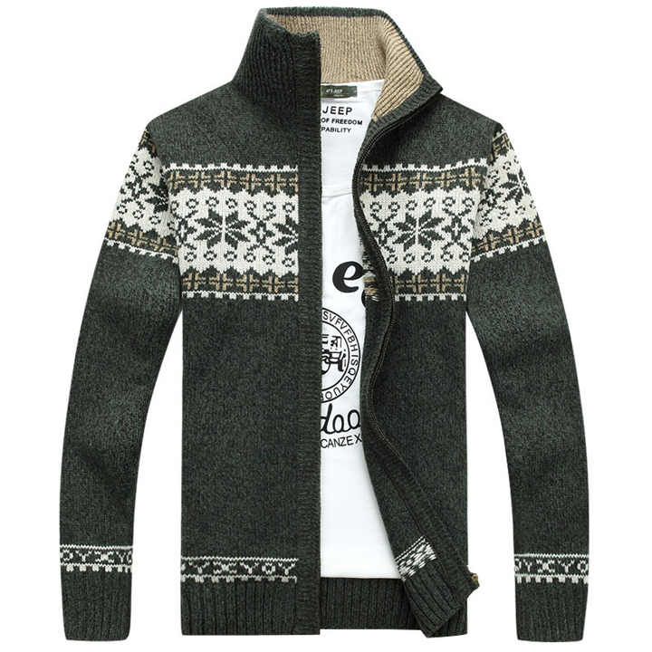 Lorenzo | Pull d'hiver pour homme en jacquard avec zip et col montant