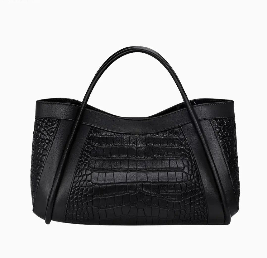 Alvère | Sac à Main en Cuir Crocodile Femme de Grande Capacité