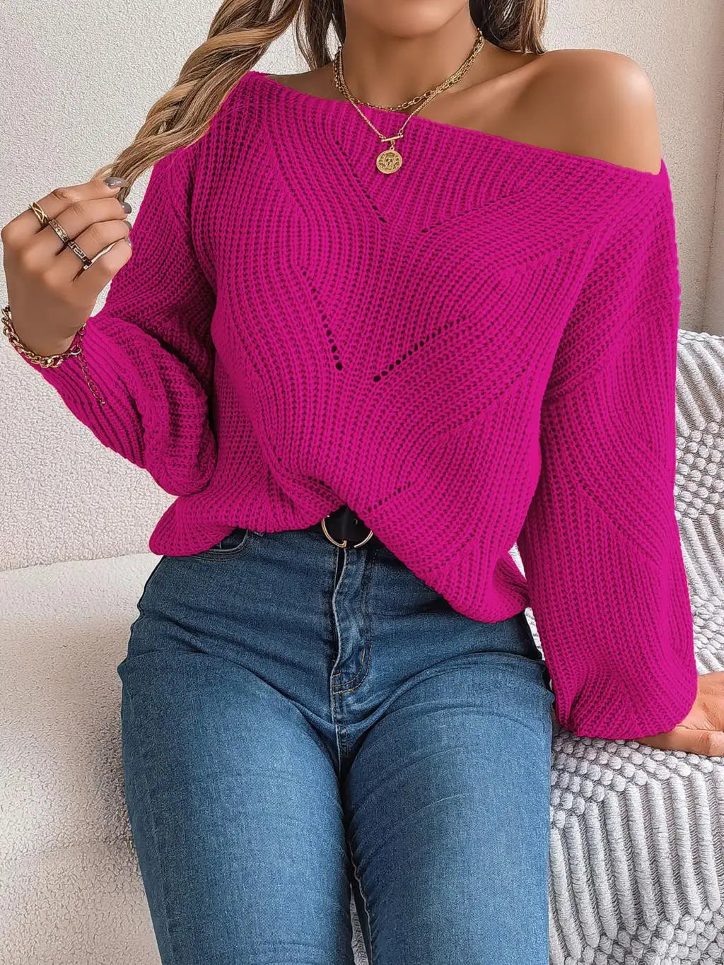 Limasa | Pull Tricoté Épaules Dénudées pour Femme