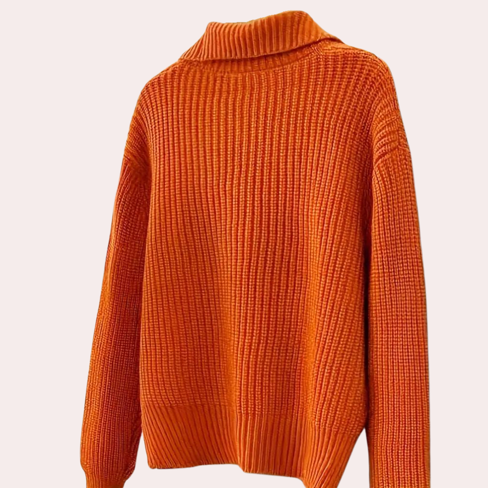 Féricelle | Cardigan Cropped à Col Revers en Laine avec Gros Boutons et Couleur Orange pour Femme