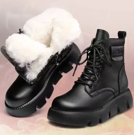 Elvynne | Bottines Femmes Lacées à Fermeture Latérale, Doublure Polaire, Semelle Plateforme Robuste – Idéales pour l'Hiver