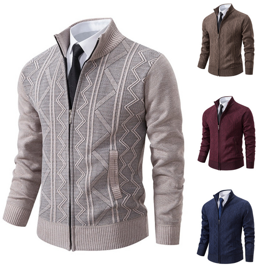 Mambo | Cardigan Homme en Maille Épaisse avec Col Montant