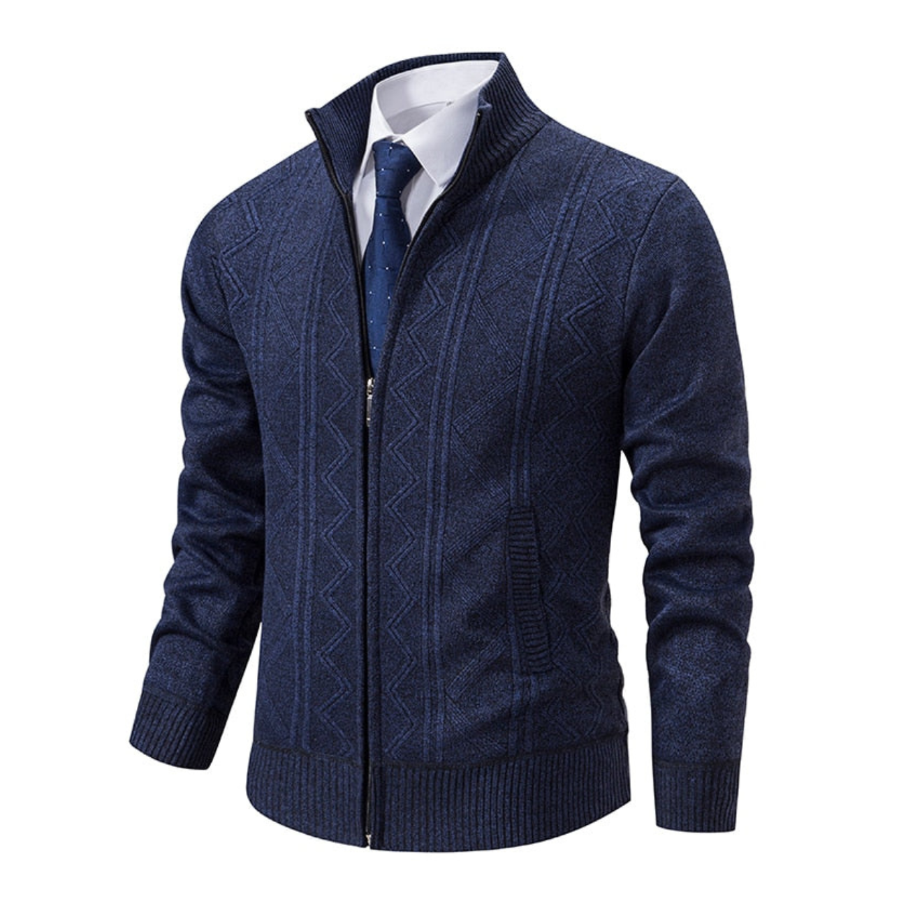 Mambo | Cardigan Homme en Maille Épaisse avec Col Montant