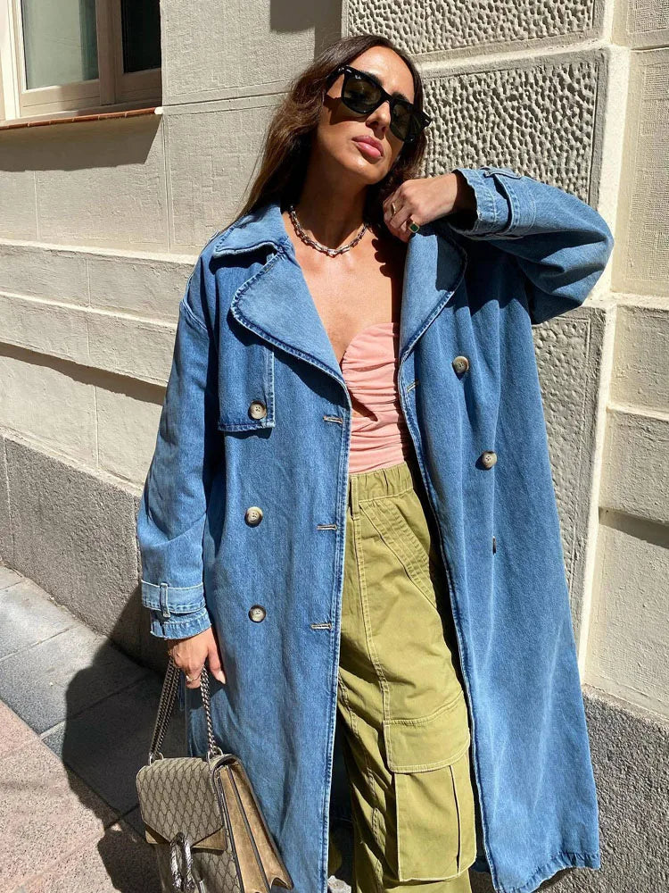 Claudina | Trench-coat en denim confortable et chaud