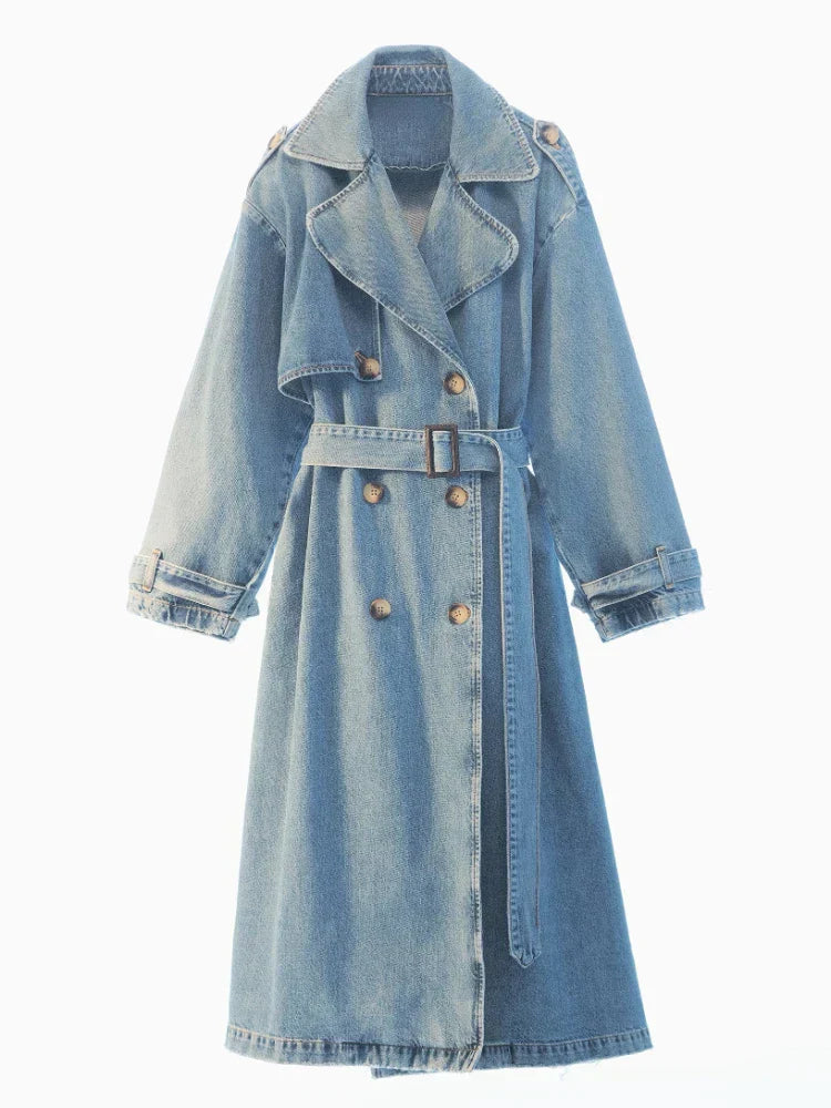 Claudina | Trench-coat en denim confortable et chaud