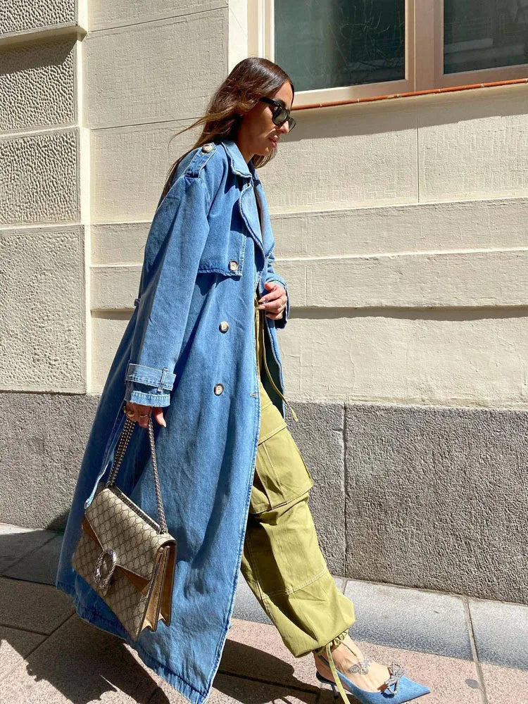 Claudina | Trench-coat en denim confortable et chaud