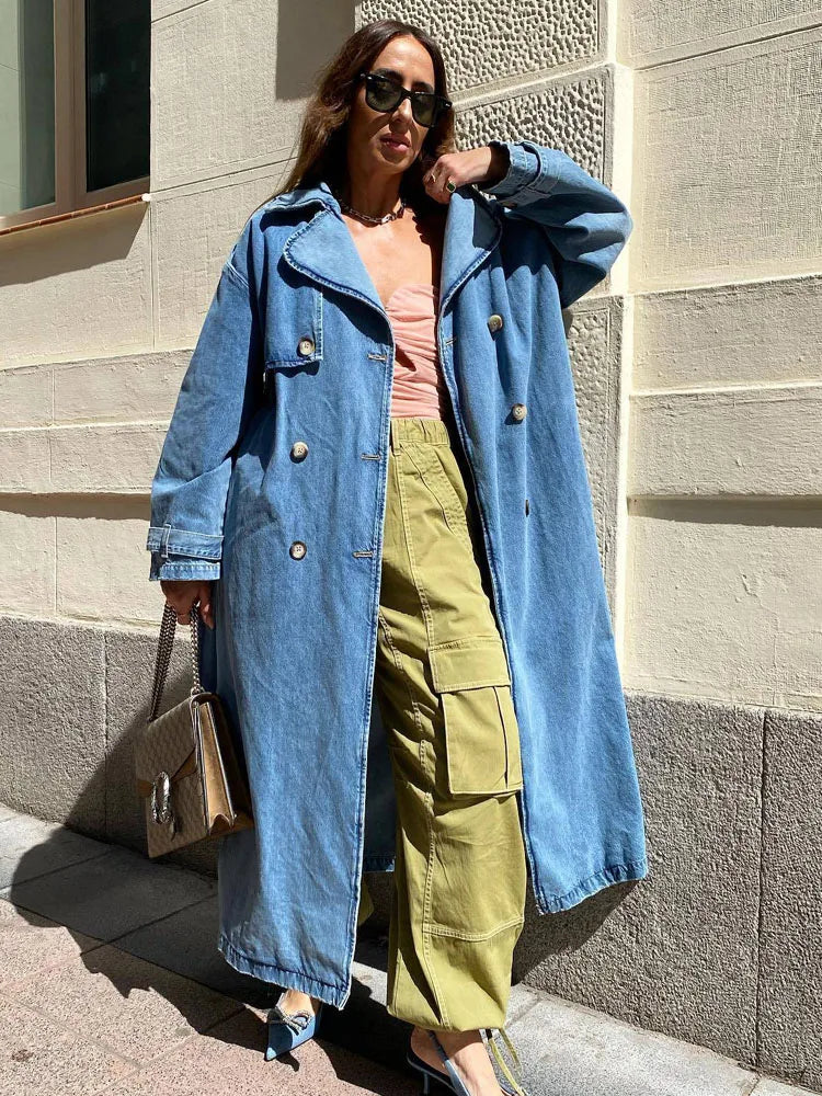 Claudina | Trench-coat en denim confortable et chaud