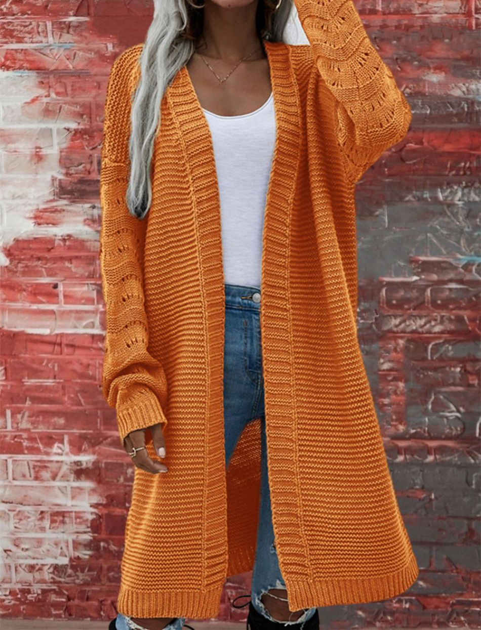 Quentina | Cardigan Long Tricoté Uni pour Femmes