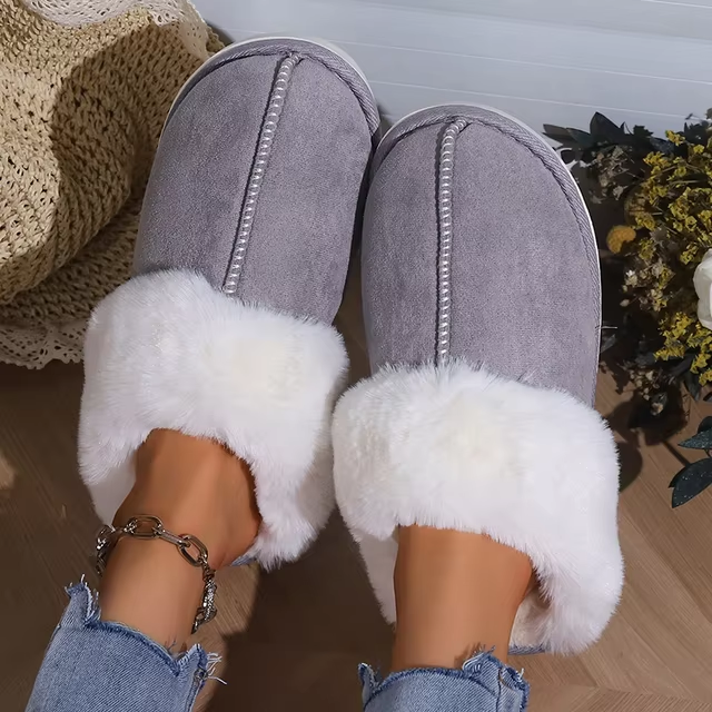 Jacinthe | Mules en Peluche pour Femme avec Fourrure Douce