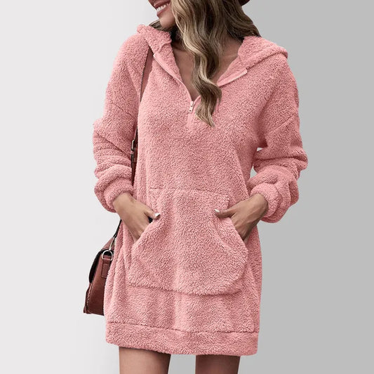 Fazetta | Robe Pull Molletonnée à Capuche et Manches Longues