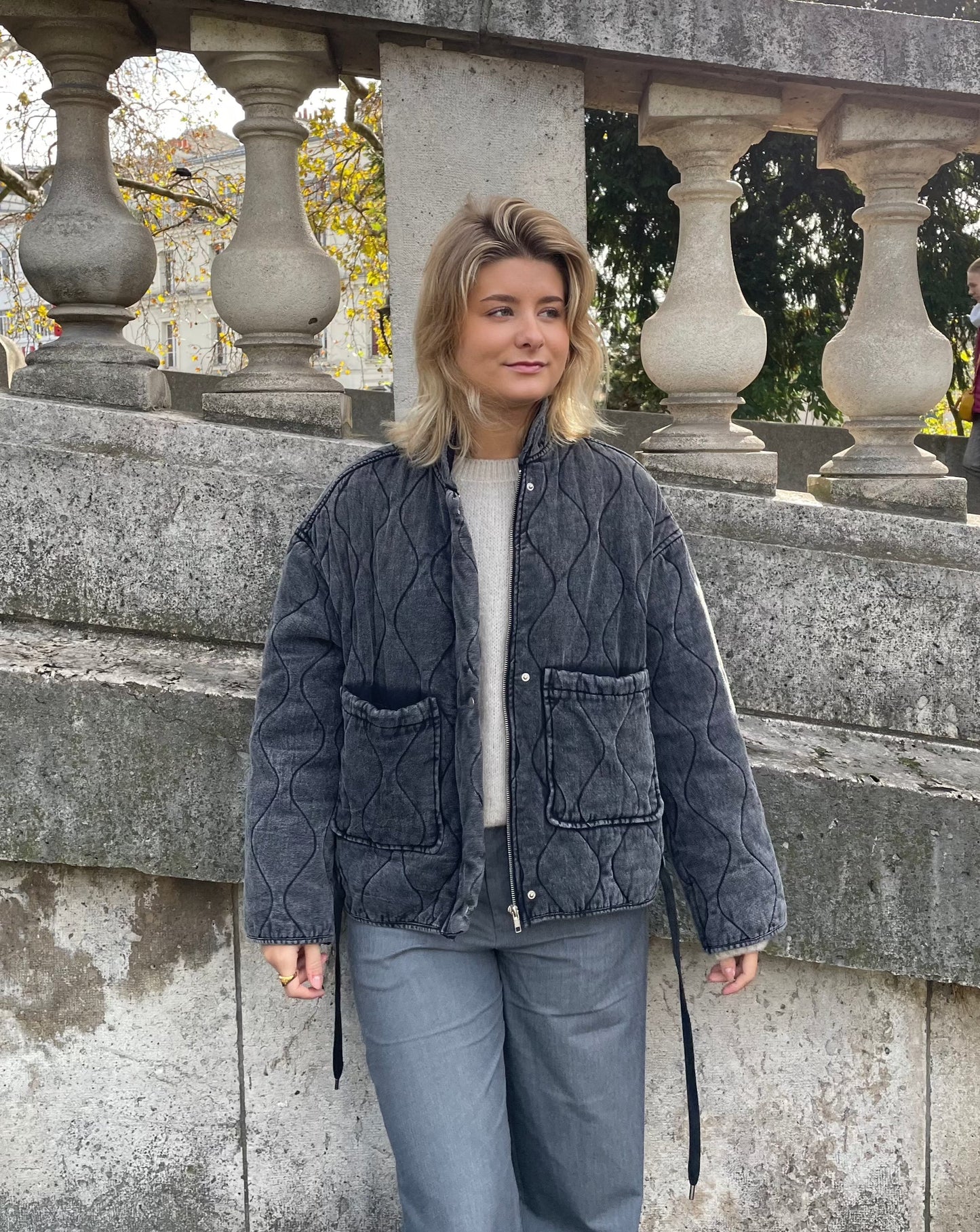 Renni | Veste grise tendance avec grandes poches